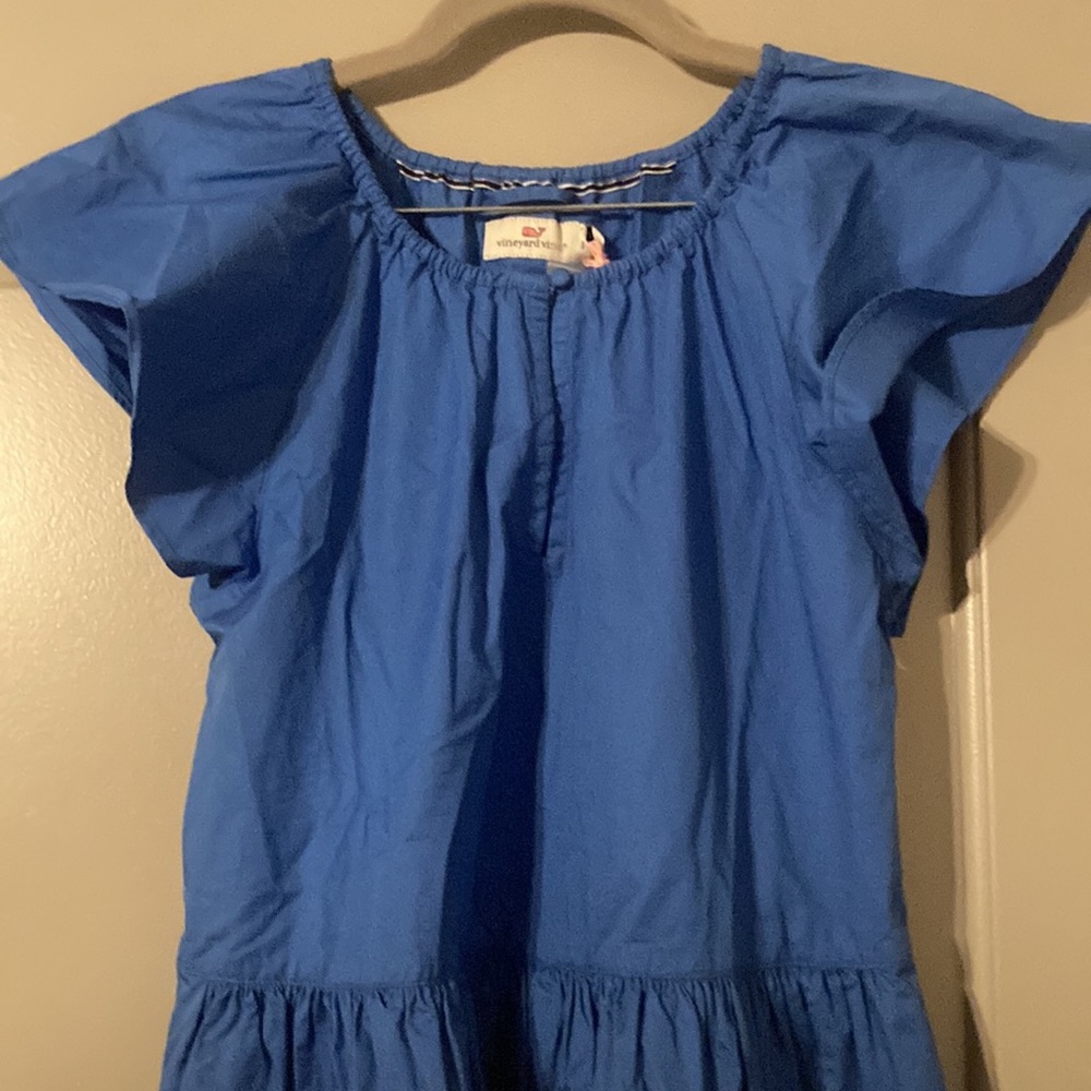 Tide Blue Flutter Sleeve Sundress| 100% Cotton| Vineyard Vines |Sz S - Picture 4 of 10